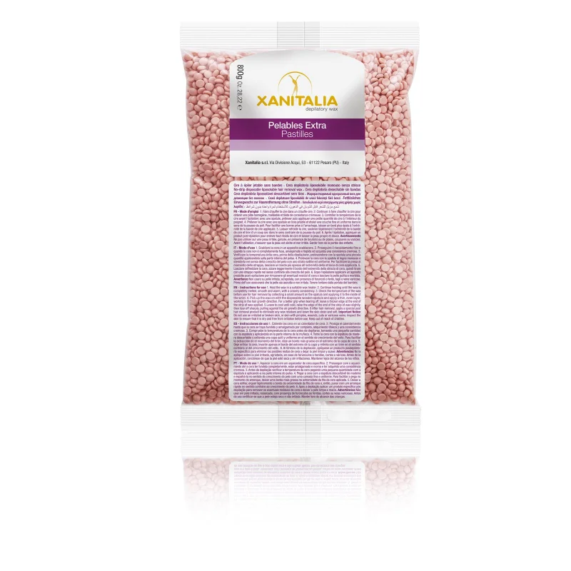 xanitaliapro film wax pelables extra brasilian system talc rose 800g